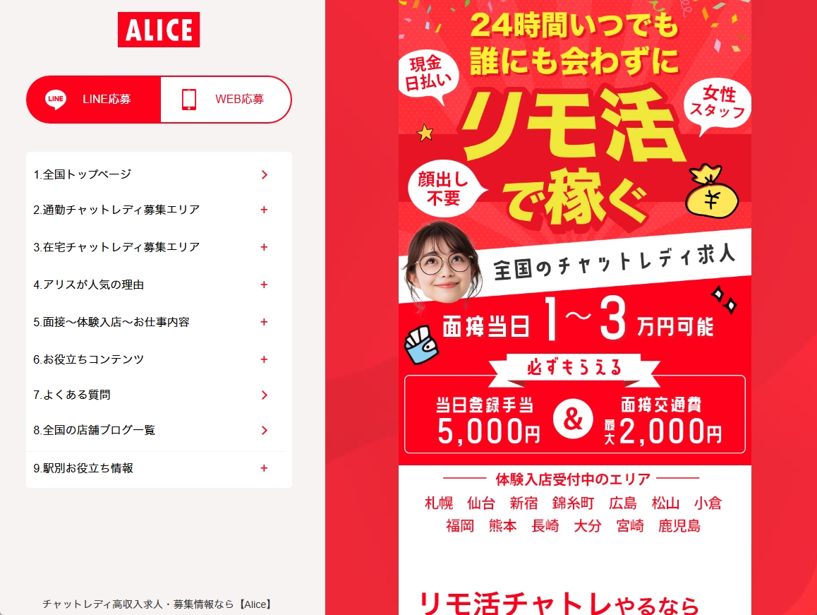 アリス（チャットレディ代理店）を独自取材！特徴や実態を徹底レポート